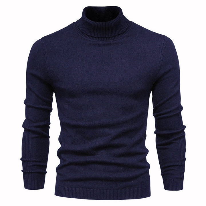 Lune London | Men's knitted sweater with high collar and fine rib pattern