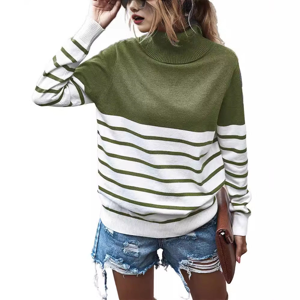 Comfortable turtleneck sweater for ladies with striped pattern Lune London