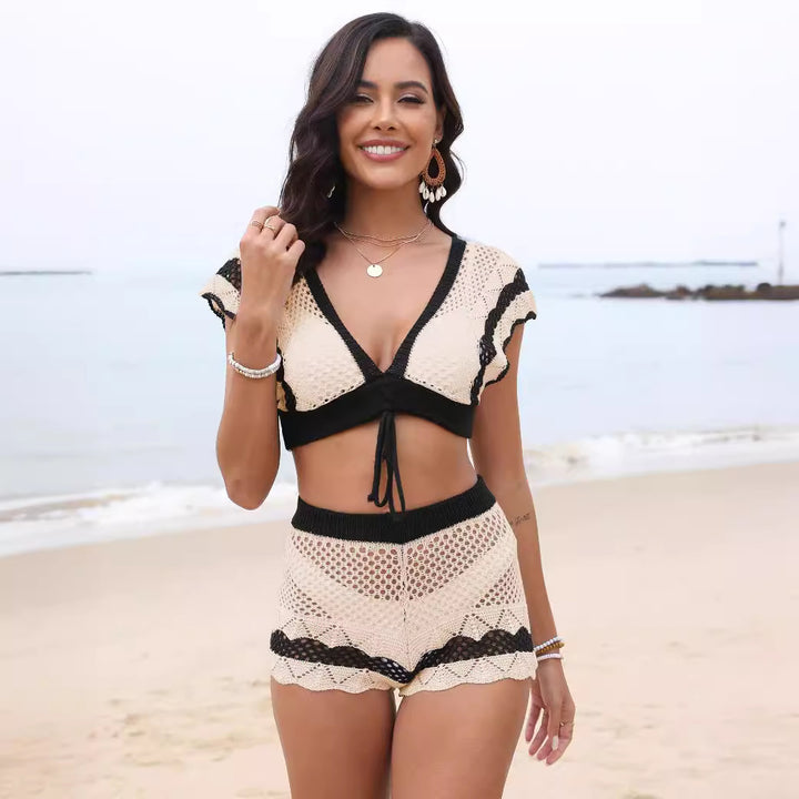 High-waisted crochet beach shorts for women Lune London