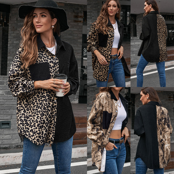 Fashionable women's jacket in patchwork style with snap closure and cotton material Lune London