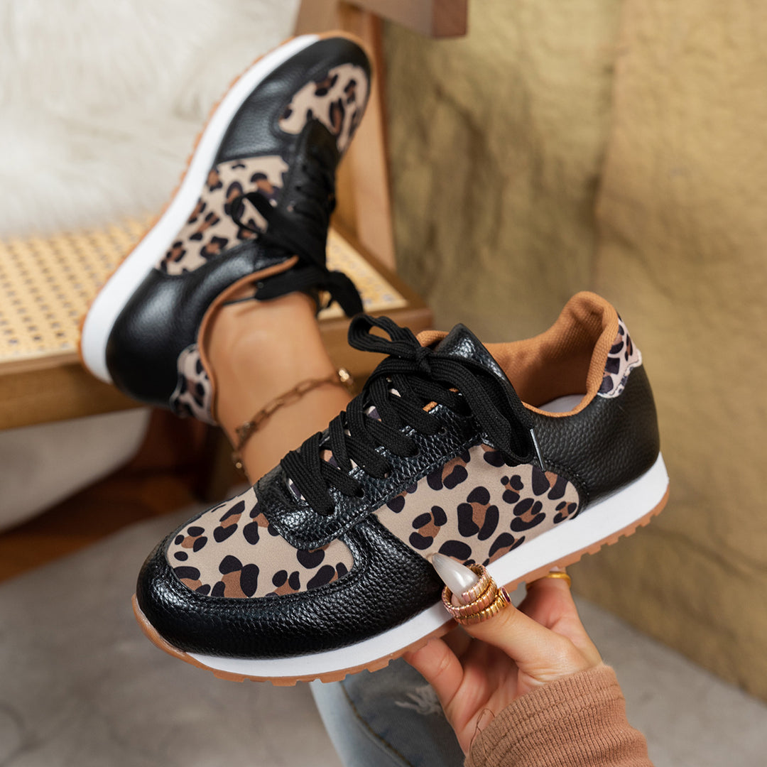 Women's sneakers with leopard print and breathable sole Lune London
