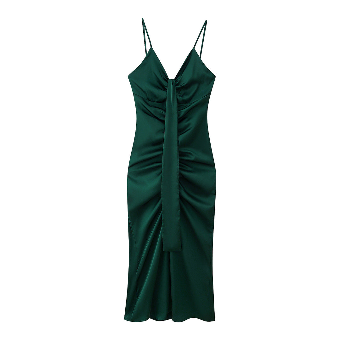 Fitted long dress for women with stylish wrapped design Lune London