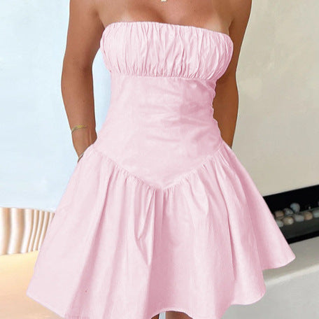 Strapless mini dress for women with voluminous skirt and elastic bustier Lune London