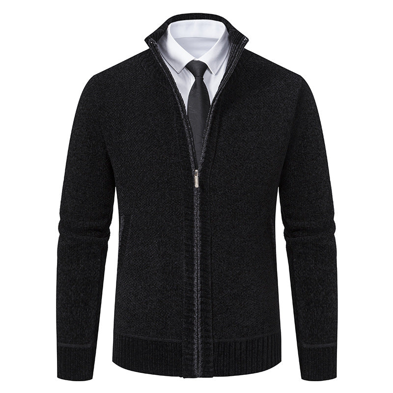 Elegant knitted jacket for men with modern zipper and high collar Lune London