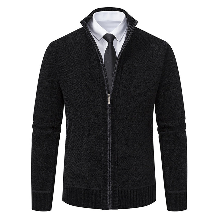 Elegant knitted jacket for men with modern zipper and high collar Lune London