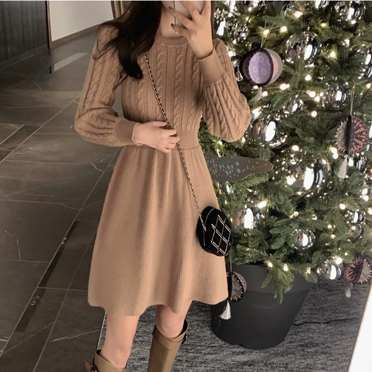 Knit dress for women with a fitted cut and classic ribbed structures Lune London