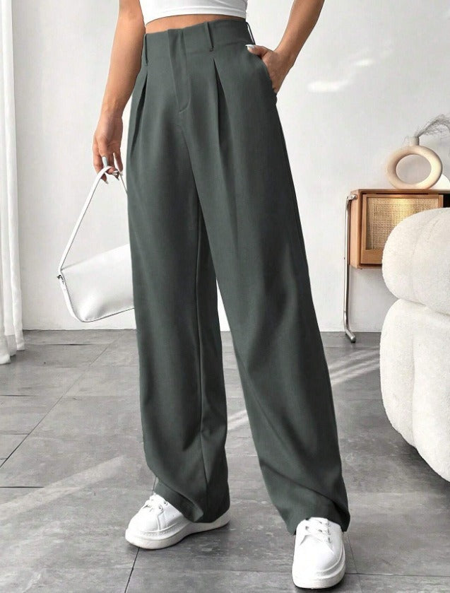 High-waisted wide trousers for women with pleats Lune London