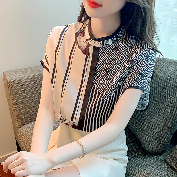 Blouse de mode femme avec motif graphique et détails élégants Chic & Stil