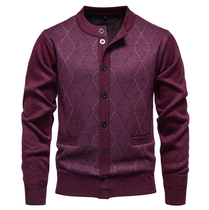 Men's Stylish Cardigan with Diamond-Shaped Pattern Lune London