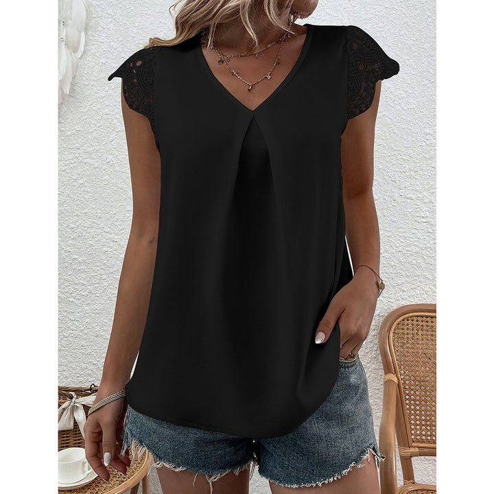 Blouse for women with lace sleeves and V-neck Lune London