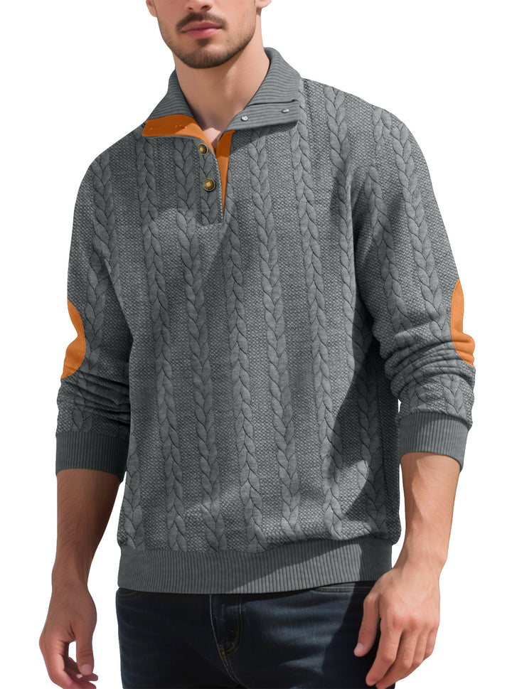 Trendy knit sweater for men with button placket and contrasting details Lune London