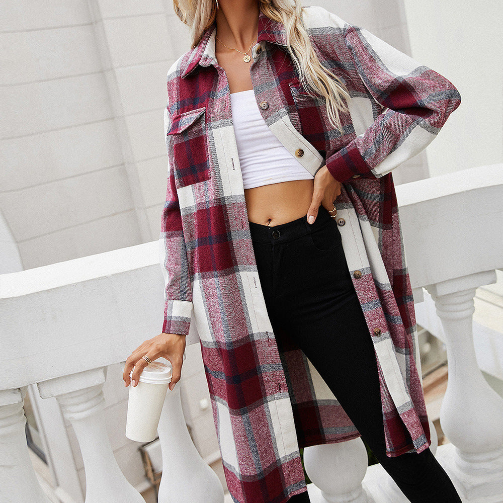 Plaid overshirt for women with a relaxed fit and long sleeves Lune London