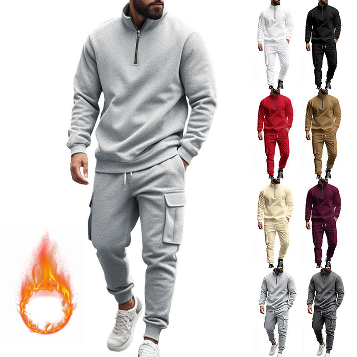 Men's fleece sports set with functional zipper and cargo pants Lune London