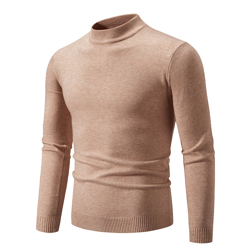 Men's Fine Knit Pullover with High Collar and Elastic Cuffs Lune London