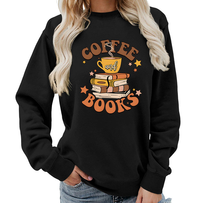 Sweatshirt pour femmes avec design créatif de livre de café Chic & Stil