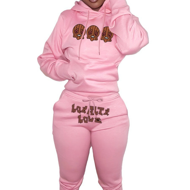Sweatshirt and jogging pants set for women with creative Christmas pattern and comfortable fit Lune London