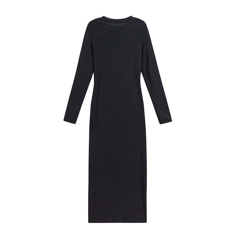 Long sleeve maxi dress for women with ribbed structure Lune London