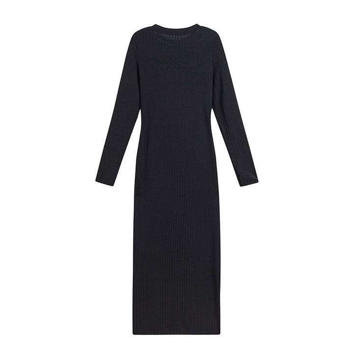 Long sleeve maxi dress for women with ribbed structure Lune London