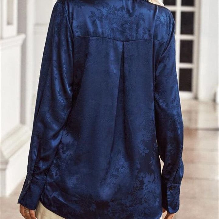 Ladies Elegant satin blouse with floral pattern Lune London