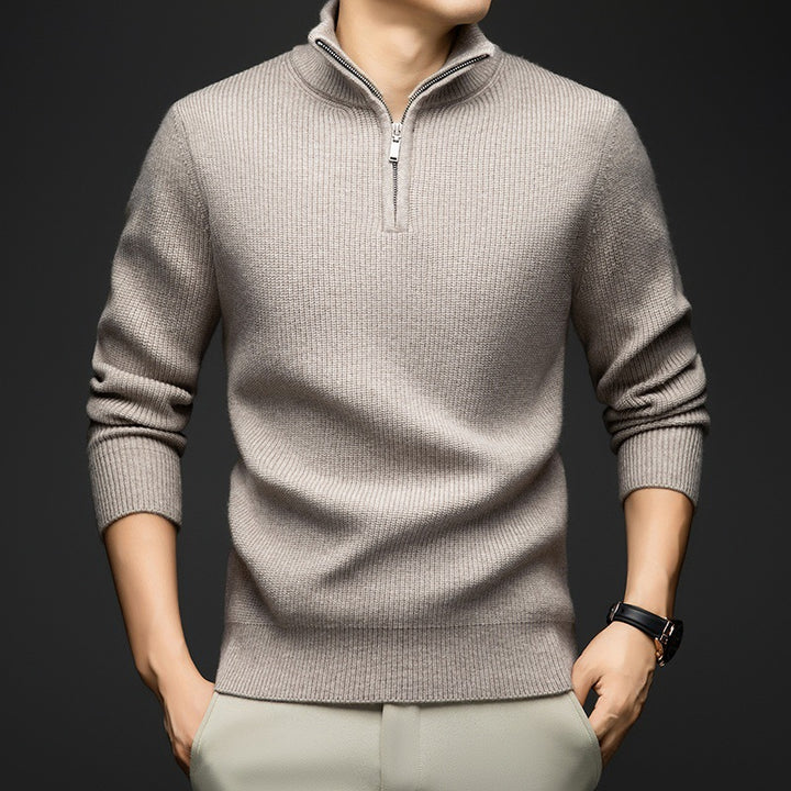 Pull-over zippé élégant pour hommes en laine douce Lune London