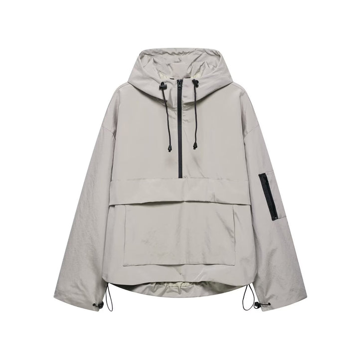 Lightweight transition jacket for women with practical zipper and adjustable hood drawstring Lune London