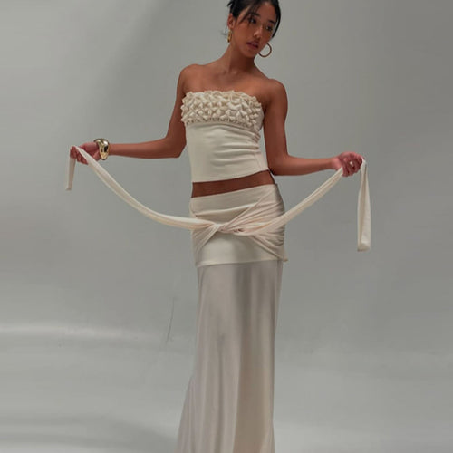 Woman sleeveless top with elegant ruffled embellishment Lune London