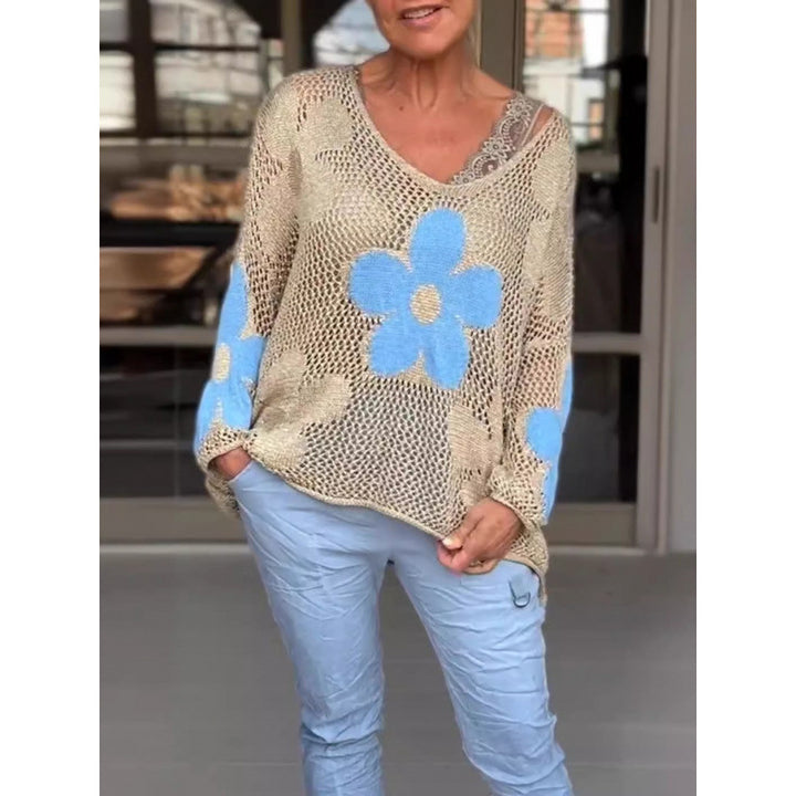 Women's Lightweight Knit Sweater with Floral Pattern Lune London