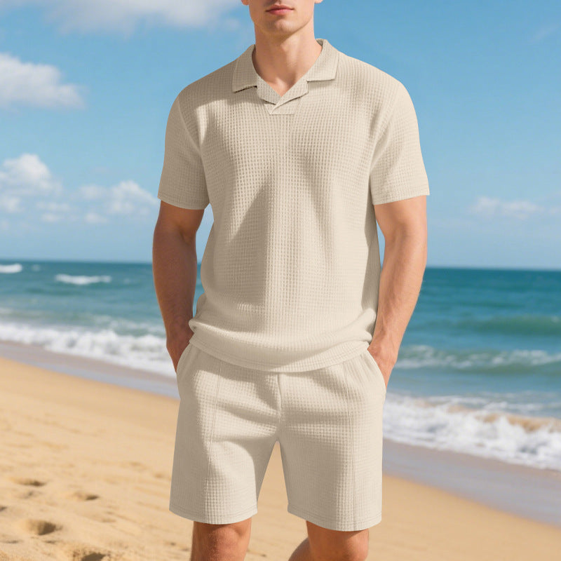 Men's high-quality short sleeve set with textured design and elastic waist Lune London