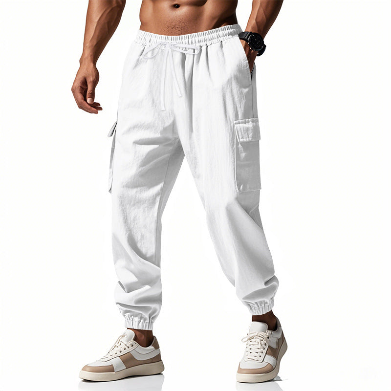 Men's Casual Cargo Pants with Elastic Waist and Practical Side Pockets Lune London