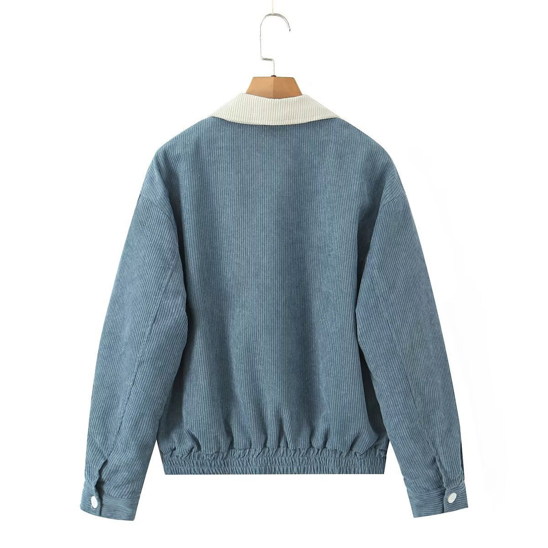 Casual corduroy jacket for women with practical flap pockets and elastic waistband Lune London