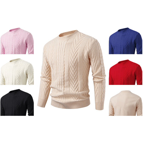 Chunky knit sweater for men with cable pattern and round neck Lune London