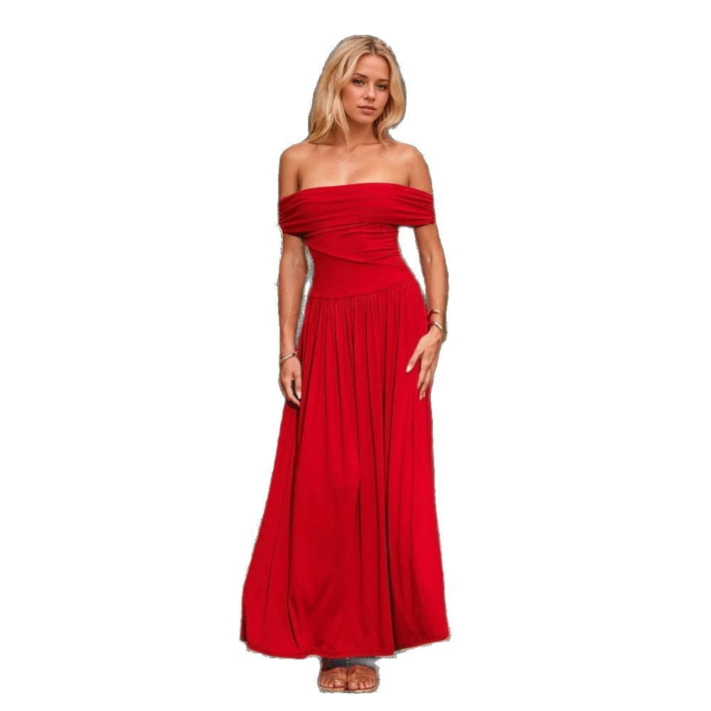 Robe maxi femme avec design épaules dénudées et effet élégant drapé Chic & Stil