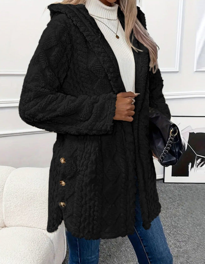 Ladies Cozy Fleece Jacket with Hood Lune London