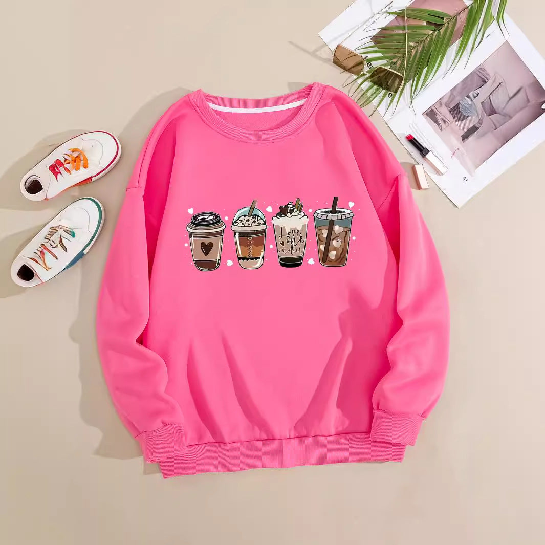 Women's Cozy Sweatshirt with Coffee Motif Chic & Stil