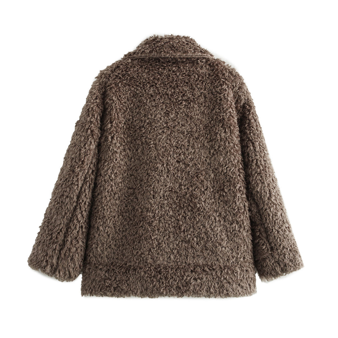 Ladies cozy fleece jacket with elegant collar Lune London