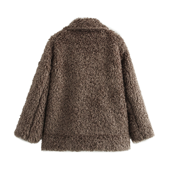 Ladies cozy fleece jacket with elegant collar Lune London