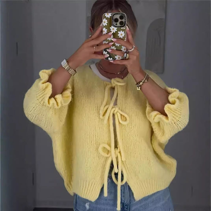 Women’s knitted top with playful drawstring Lune London