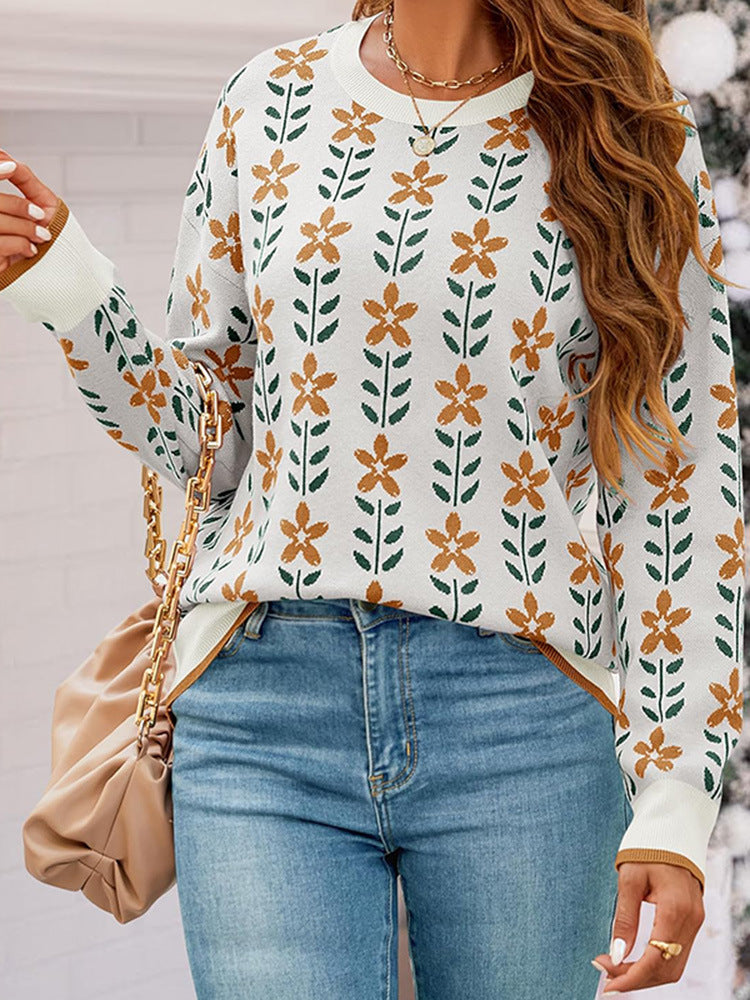 Women's knitted jacket with floral design and button details Lune London