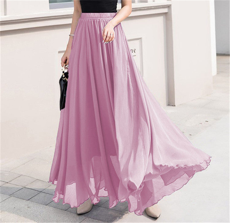 Long and flowing skirt for women with elastic waist and floating hem Lune London