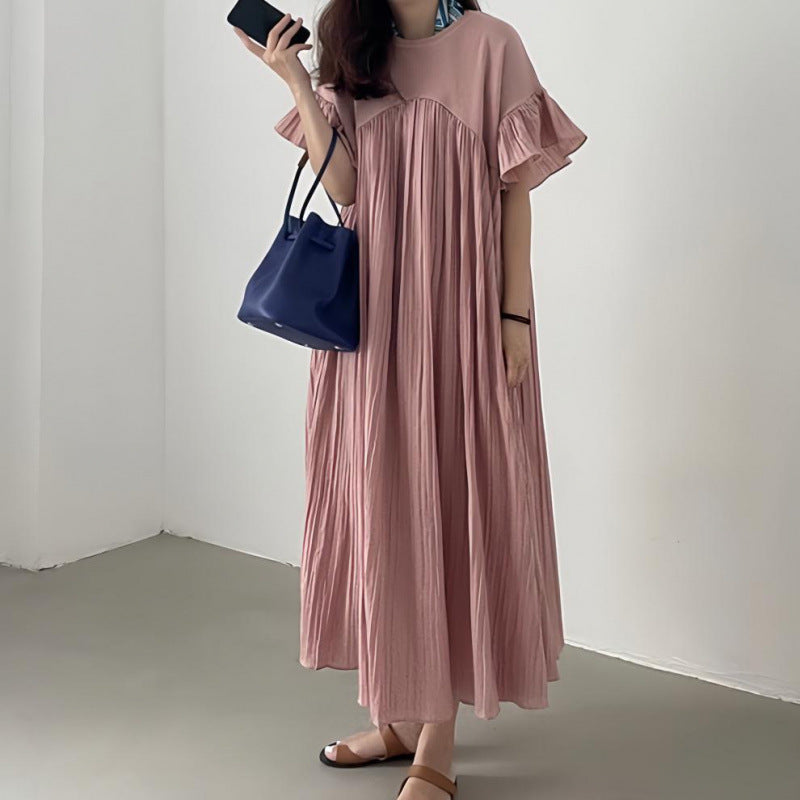 Fluid maxi dress for women with gathered edges Lune London