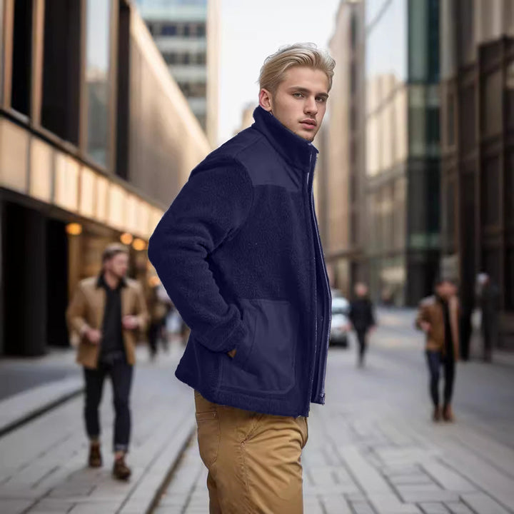 Veste de plein air pour hommes en peluche avec col montant et poches pratiques Lune London