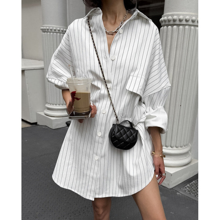 Oversized striped shirt dress for women Lune London
