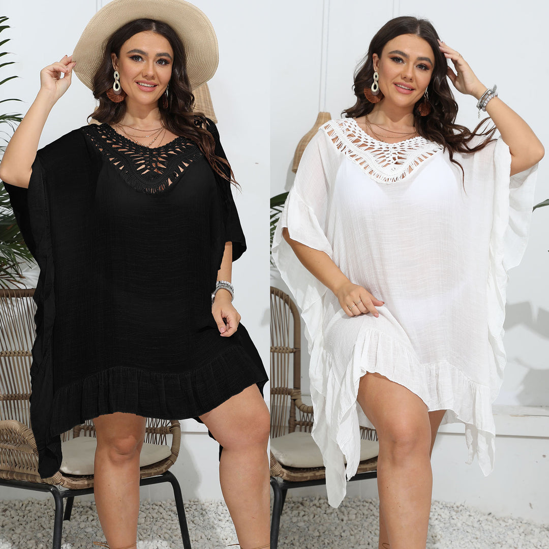 Women tunic with lace trim and ruffles Lune London