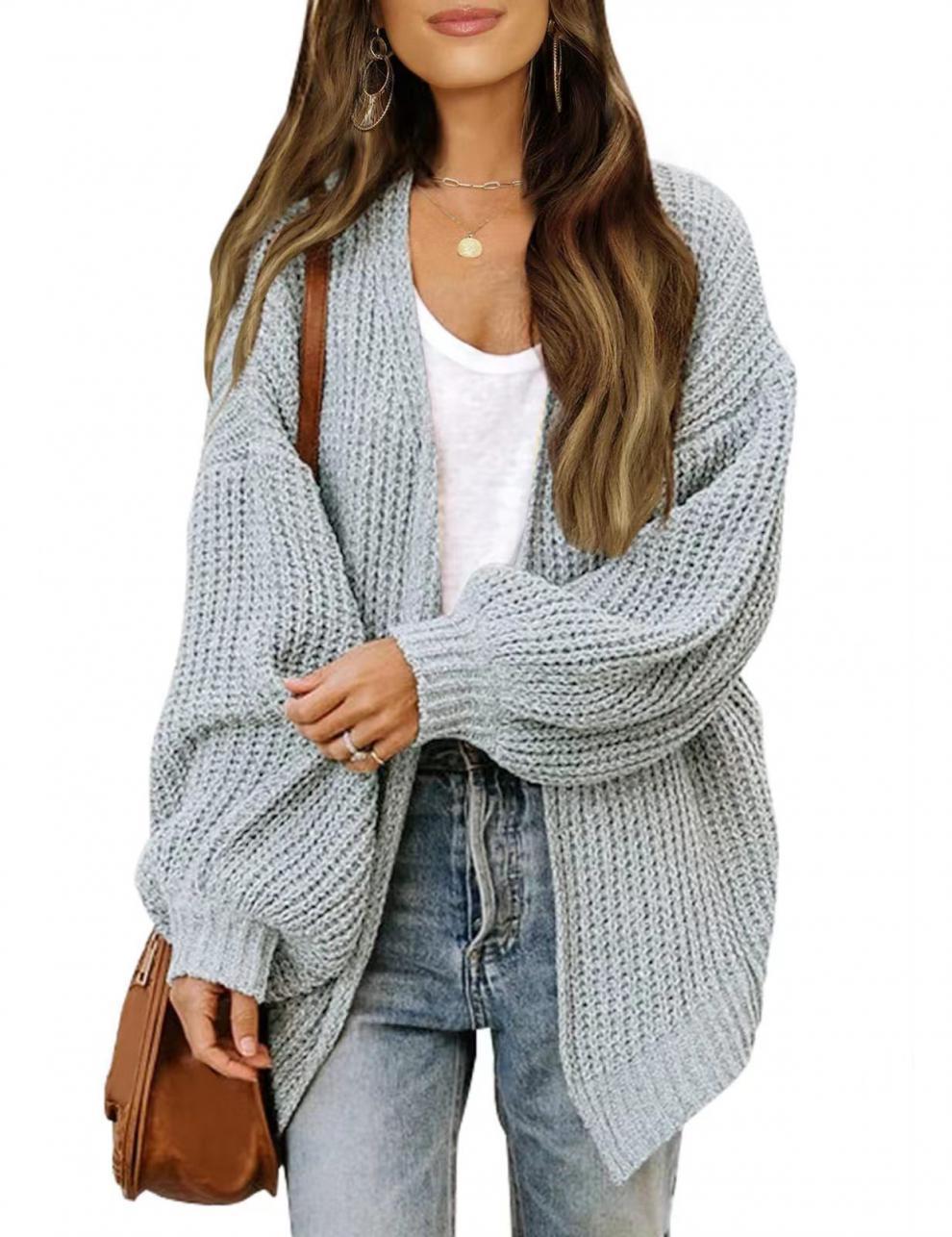 Dames gilet aérien en tricot avec coupe oversize et décolleté en V profond Chic & Stil