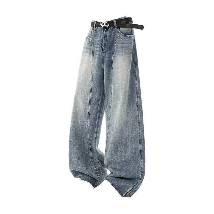 Ladies high-waisted wide jeans with integrated belt Lune London