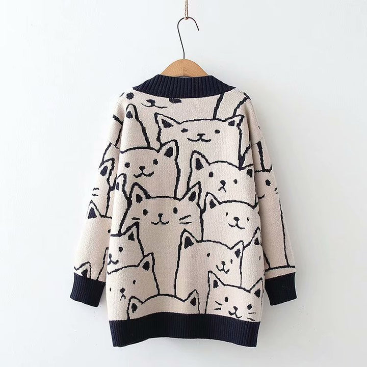 Lune London women's knitted jacket with cat pattern