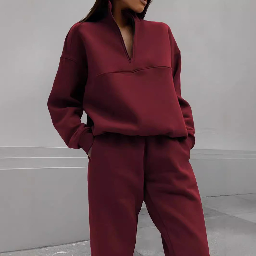 Women Comfortable High Neck Sweatshirt Set and Loose Pants Lune London