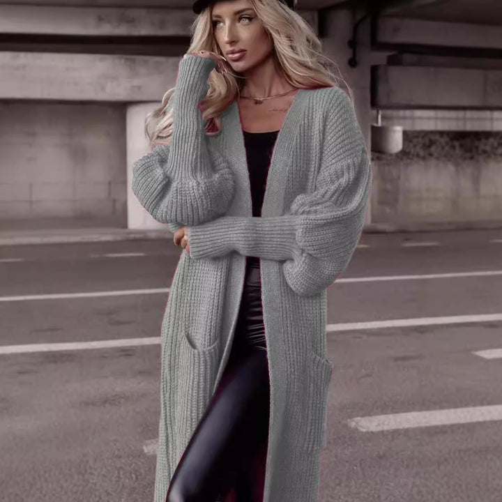 Oversized casual knit coat for women with practical pockets Lune London