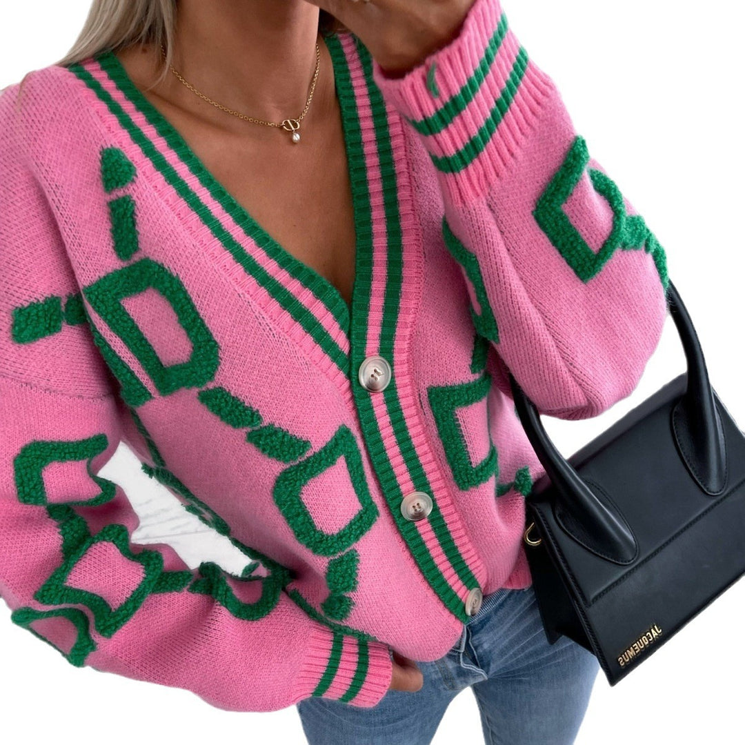 Knitted women's jacket with a trendy geometric design Lune Londonl