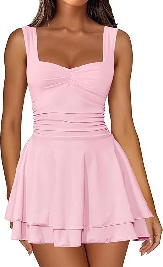 Skater dress for women with ruched top and flared skirt Lune London